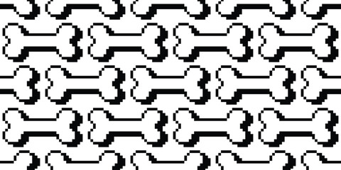 dog bone pixel seamless pattern cartoon doodle digital pet french bulldog puppy scarf isolated gift wrapping paper tile background repeat wallpaper illustration