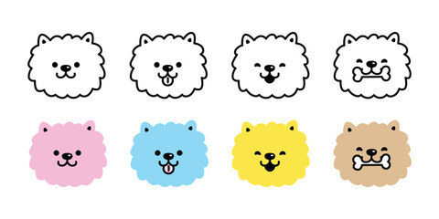 dog vector face Poodle Chow Chows bone cartoon character icon funny happy smile puppy pet doodle symbol illustration isolated design