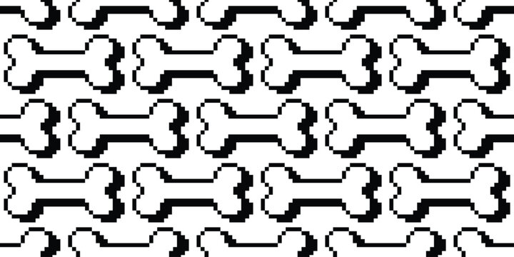 dog bone pixel seamless pattern cartoon doodle digital pet french bulldog puppy scarf isolated gift wrapping paper tile background repeat wallpaper illustration