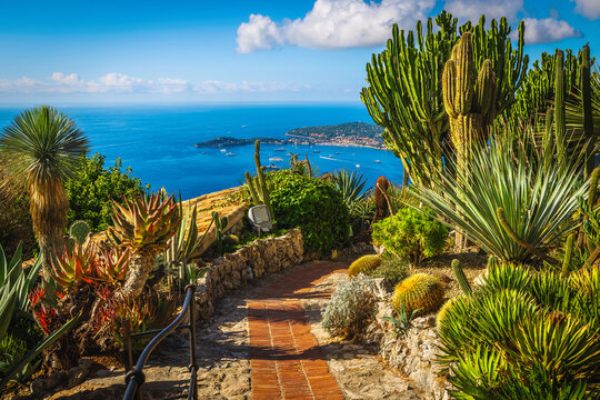 View with Mediterranean Sea from the ornamental garden of Eze
