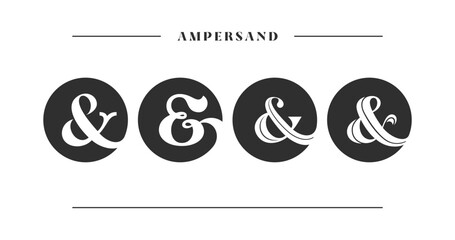 Typography ampersand for wedding invitation. Template symbol of ampersands, sans serif, decorative stock ornament. Vector illustration