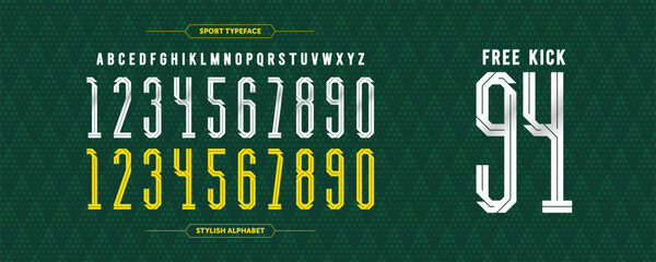 Modern jersey number design featuring bold inline characters. Ideal for sports uniforms, team logos, posters, and athletic branding. High-quality vector illustration.