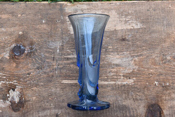 Vintage blue art glass vase