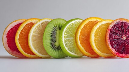 Vibrant assortment of citrus slices offering a refreshing and juicy texture