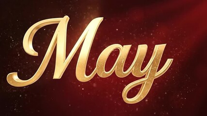 Golden script May text animation with golden particles