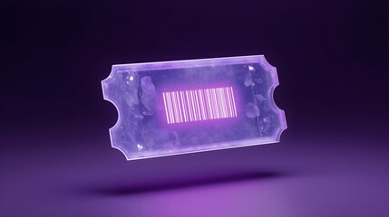 Glowing Purple Frosted Glass Event Ticket with Barcode Symbol