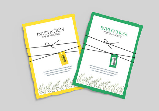 Invitation Card Mockup with Tag