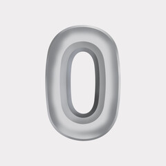 3d silver number 0