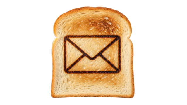 Toasted bread slice with envelope mail symbol PNG (लिफाफे के निशान वाला टोस्ट) - Powered by Adobe
