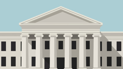 Fototapeta premium Classical government building with grand columns and a symmetrical facade under a blue sky.