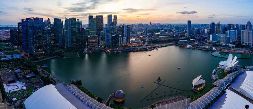 Sunset over Marina Bay commercial district