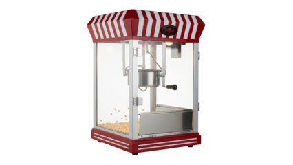 Vintage red and white popcorn maker machine PNG (विंटेज लाल और सफेद पॉपकॉर्न मशीन)