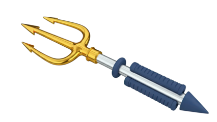 Golden Trident with Blue Accents