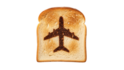 Toasted bread slice with airplane flight symbol PNG (हवाई जहाज के निशान वाला टोस्ट)