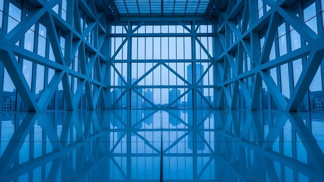 Rascacielos de oficinas de negocios modernos y vac&iacute;os.
 Edificios de gran altura en el distrito comercial con cielo azul.
 fondo de oficina de alta tecnolog&iacute;a brillante y limpio