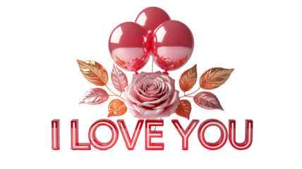 I love you rose flower romantic greeting design

