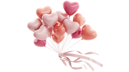 Love text with heart balloons romantic decoration
