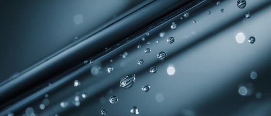 Abstract water droplets on smooth surface with soft light