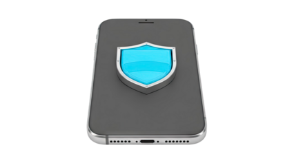 Smartphone with a blue shield icon