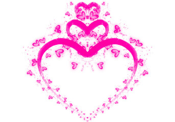 Romantic Pink Heart Glow Particle Effect on Transparent Background