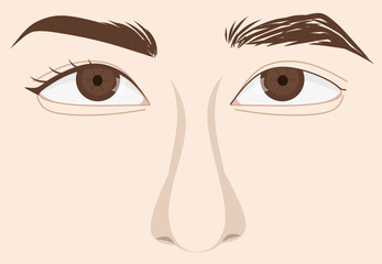 Minimal Human Face Eyes And Nose Illustration