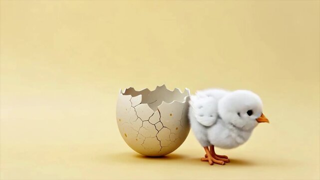 Cute small chick hatches from the egg Easter AI animated banner