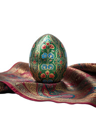 Intricate egg design on fabric, isolated on transparent background isolated on transparent background