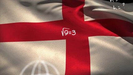 Animation of data processing over flag of england - Powered by Adobe