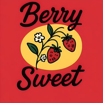 Berry sweet logo with strawberries.