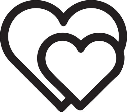 Double Heart Love Icon Illustration Representing Romance Affection Care And Emotional Connection Symbol