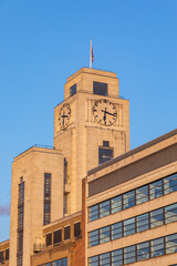 Decorative Stone And Concrete Components Enhance Building Aesthetics At Dusk, London 5 May 2025