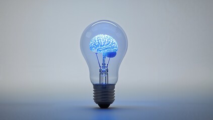 Innovative Concept of Light Bulb with Brain Inside for Creativity