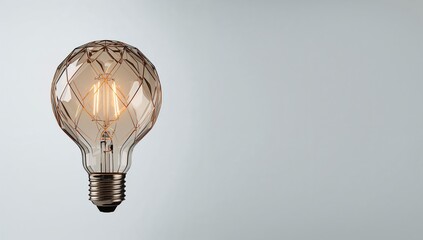 Vintage Light Bulb with Unique Design Illuminating a Soft Background