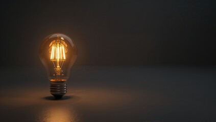 Vintage Light Bulb Illuminating Against a Dark Background