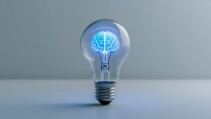 Lightbulb with a Glowing Brain Illustration of Innovative Thinking