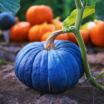 citrouille bleu, image sur r&eacute;aliste, sortie de lot, image &eacute;tonnante, halloween, l&eacute;gume, aliment,  courge, potager, thanksgiving, d&eacute;coration, calebasse, agriculture, saison, saisonnier, nature, plante,