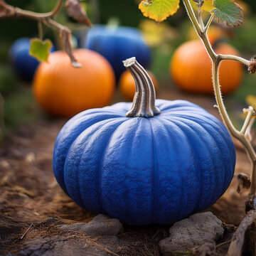 citrouille bleu, image sur r&eacute;aliste, sortie de lot, image &eacute;tonnante, halloween, l&eacute;gume, aliment,  courge, potager, thanksgiving, d&eacute;coration, calebasse, agriculture, saison, saisonnier, nature, plante,