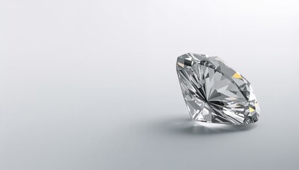 Elegant Cut Diamond on Grey Background with Sparkling Facets