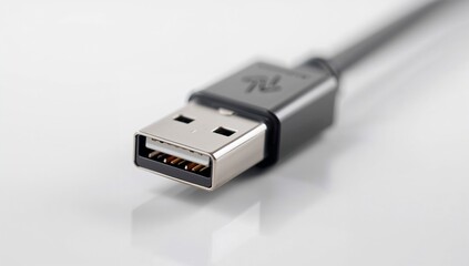 Close-Up of USB Connector on White Surface for Tech Devices