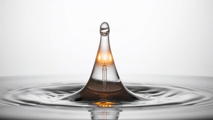 Clear Water Droplet Creating Ripples with Inner Light Effect