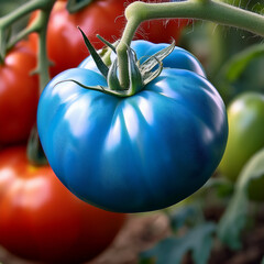 tomates bleu, sur r&eacute;aliste, l&eacute;gume, rouge, frais, sain, organique, r&eacute;gime, agriculture, salade, isol&eacute;, fra&icirc;cheur, v&eacute;g&eacute;tarien, nutrition, juteuse, ingredient, couleur, potager,