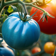 tomates bleu, sur r&eacute;aliste, l&eacute;gume, rouge, frais, sain, organique, r&eacute;gime, agriculture, salade, isol&eacute;, fra&icirc;cheur, v&eacute;g&eacute;tarien, nutrition, juteuse, ingredient, couleur, potager,