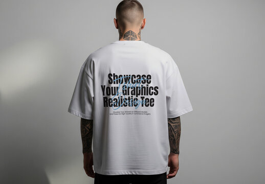 Man Wearing T-Shirt Mockup with Generative Ai