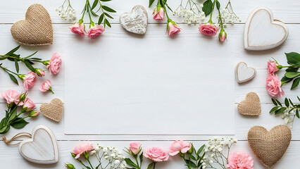 Valentine's day floral heart frame background banner template design illustration