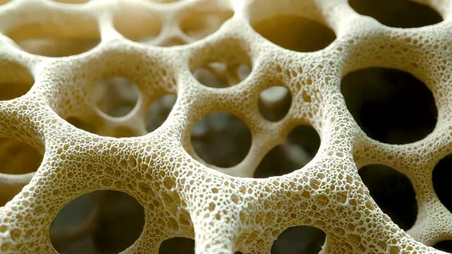 Organic sponge structure porous honeycomb pattern beige cellular texture natural material macro detail background