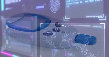 Animation of data processing and world map over glucometer - Powered by Adobe