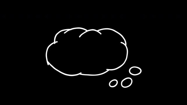 doodle dialogue Thinking cartoon cloud bubble animation 4k