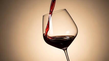 Rich red wine flows into a glass from a bottle, evoking a sense of luxury and sophistication