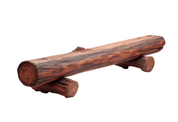 Rustic weathered wooden logs stacked on a dark background isolated on a transparent background timber