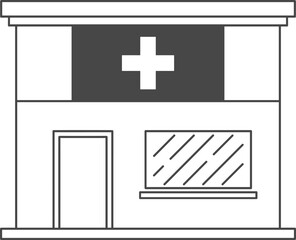 Obraz premium Hospital building outline icon representing medical clinic healthcare center emergency service facility architecture vector illustration isolated minimal design